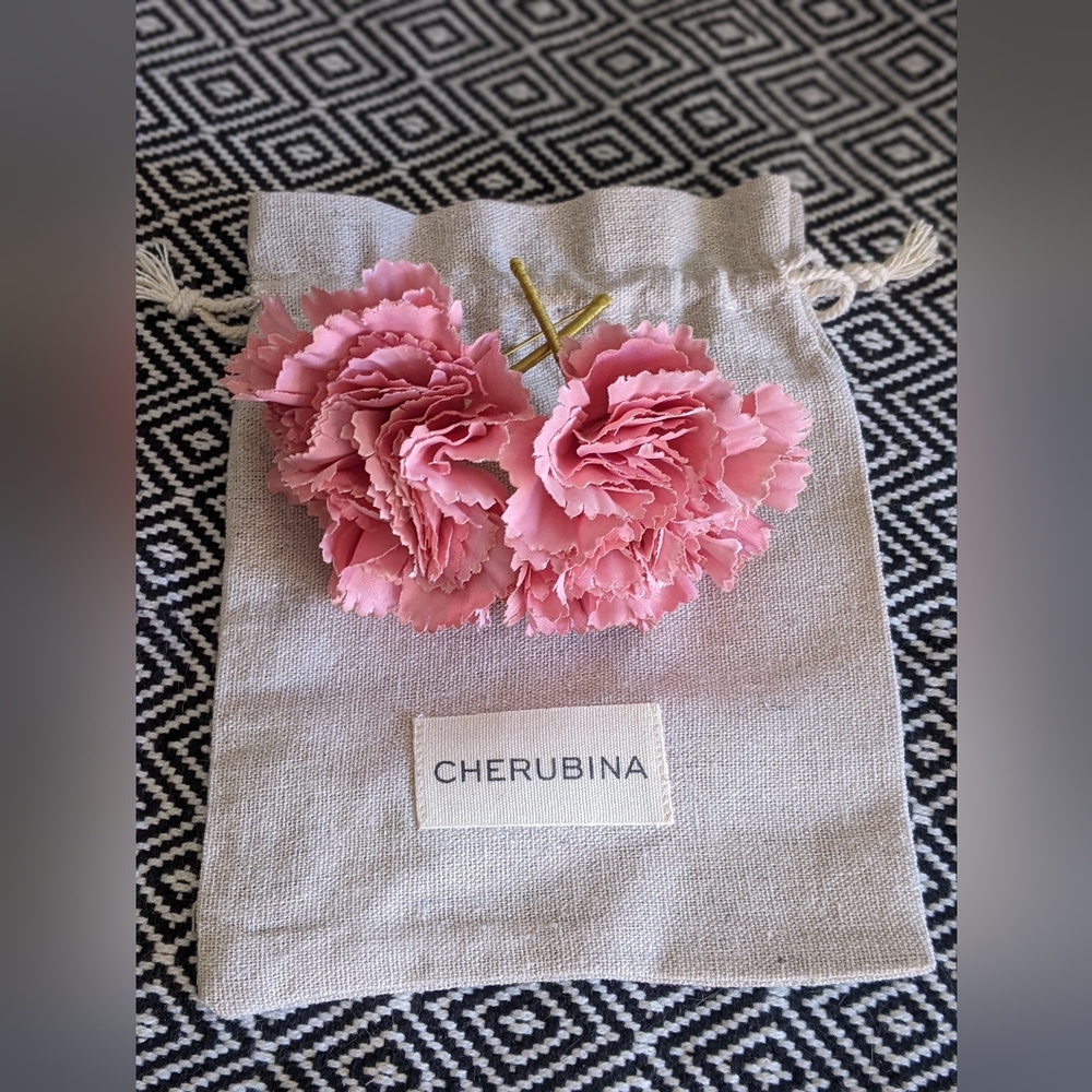 CHERUBINA Pink Floral Earrings (Carnation Petals)